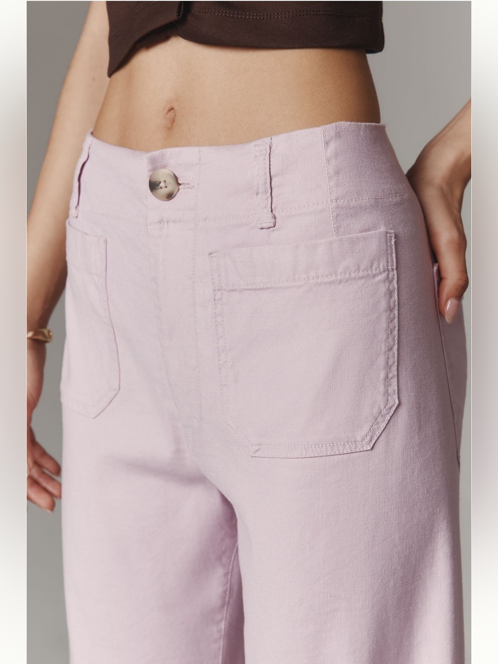 Anthropologie’s Maeve The Colette Soft Pink Wide-Leg Cropped Pants - Picture 4 of 11
